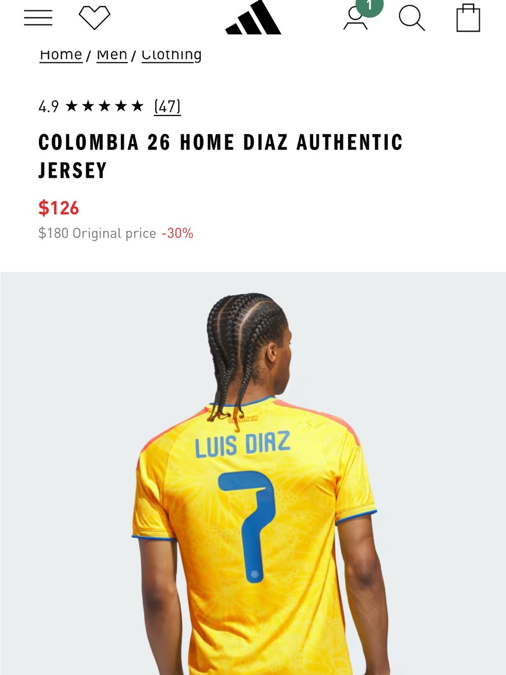 adidas Colombia Yellow Home Soccer Jersey